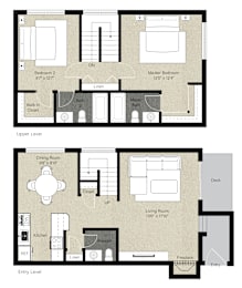2 beds, 2.5 baths, 1,153 sqft, $3,185
