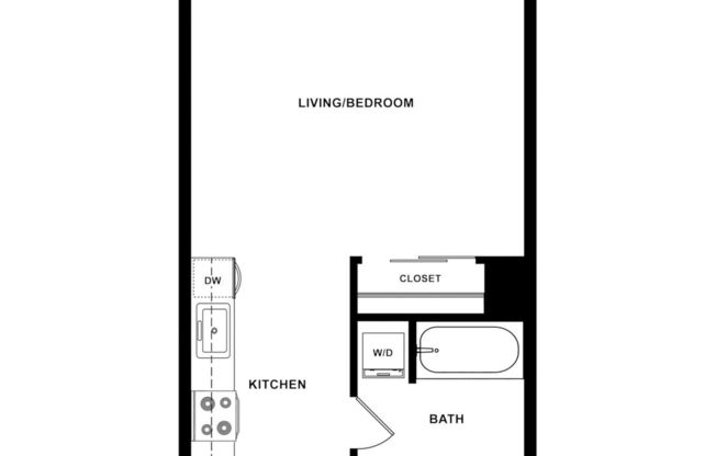 Studio, 1 bath, 432 sqft, $995