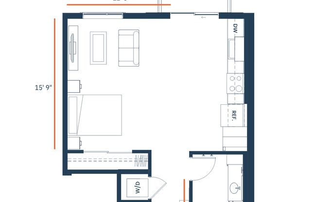Studio, 1 bath, 600 sqft, $1,545, Unit 547