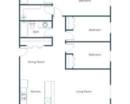 Aspen Ridge Apartments in Fargo, ND | Three Bedroom Floor Plan 32A