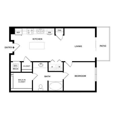 1 bed, 1 bath, 622 sqft, $1,510