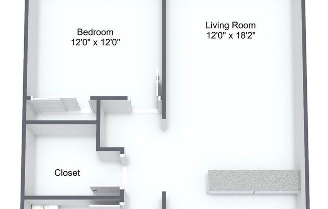1 bed, 1 bath, 612 sqft, $1,075, Unit GH12-K