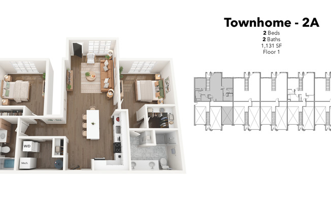 2 beds, 2 baths, 1,131 sqft, $2,150, Unit 14