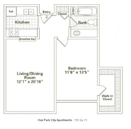 1 bed, 1 bath, 755 sqft, $1,845