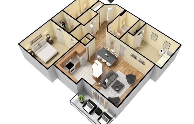 2 beds, 2 baths, 985 sqft, $1,275