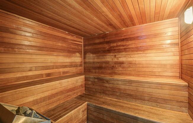 Sauna in gym at Trinity Square Apartments in North Dallas, TX, For Rent. Now leasing 1 and 2 bedroom apartments.