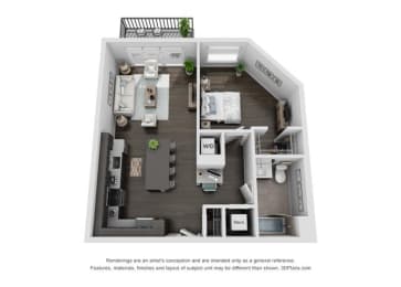 1 bed, 1 bath, 752 sqft, $3,304