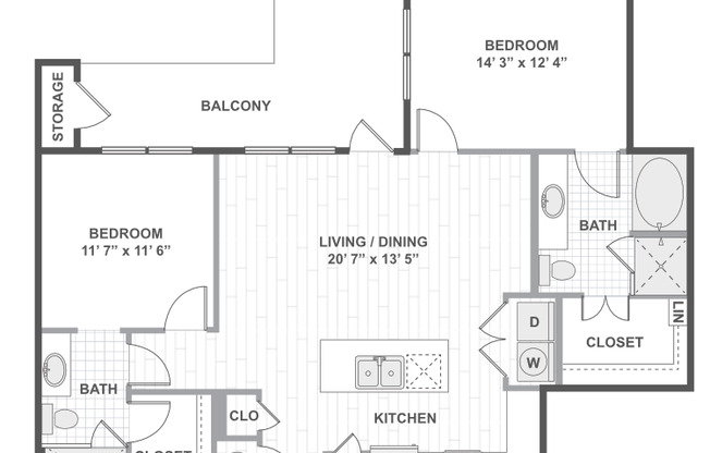 2 beds, 2 baths, 1,119 sqft, $1,790