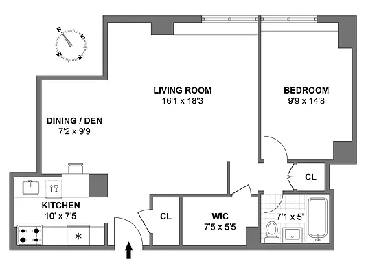 Studio, 1 bath, $5,300, Unit 1117