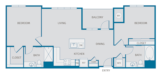 2 beds, 2 baths, 1,050 sqft, $1,995