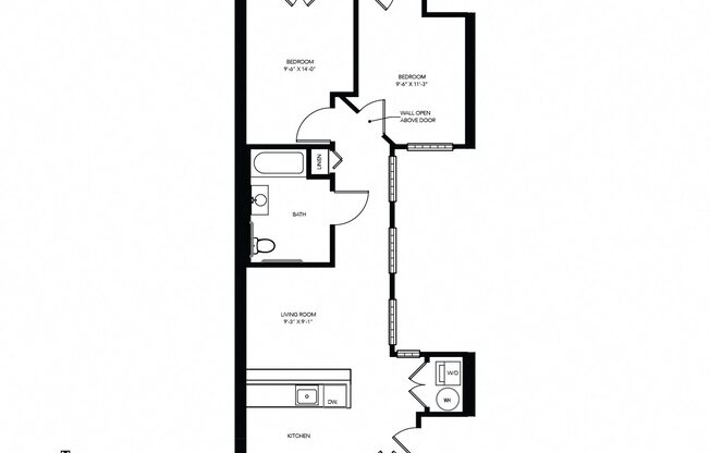 2 beds, 1 bath, 817 sqft, $1,404