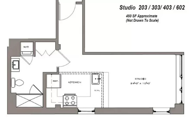 Studio, 1 bath, $3,300, Unit 303