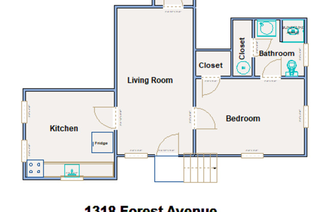 1 bed, 1 bath, 863 sqft, $625, Unit C