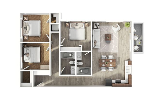 3 beds, 2 baths, 1,211 sqft, $2,400, Unit 3910-202