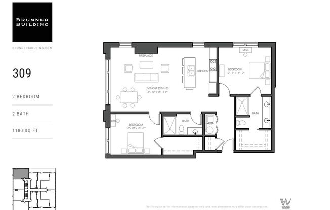2 beds, 2 baths, 1,230 sqft, $2,595, Unit 309
