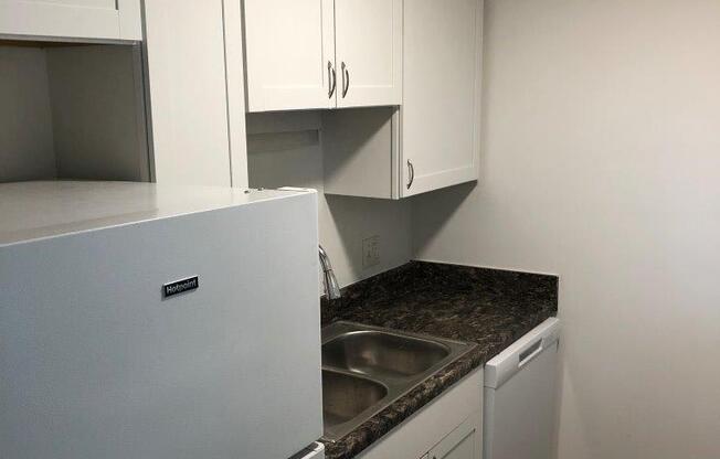 a kitchen with a sink and a dishwasher