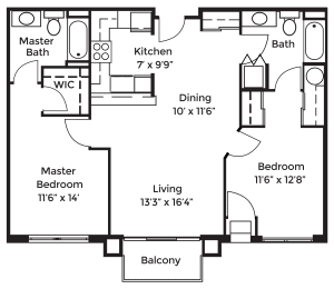 2 beds, 2 baths, 1,043 sqft, $1,765