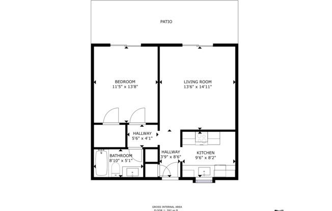 1 bed, 1 bath, 800 sqft, $1,299, Unit 106