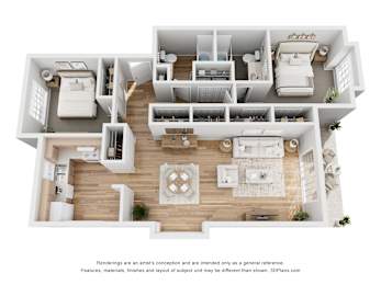 2 beds, 2 baths, 1,163 sqft, $1,587