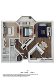 2 beds, 2 baths, 1,110 sqft, $2,200