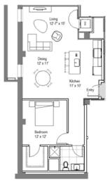 1 bed, 1 bath, 833 sqft, $1,545