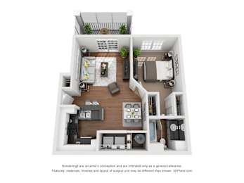 1 bed, 1 bath, 661 sqft, $1,300