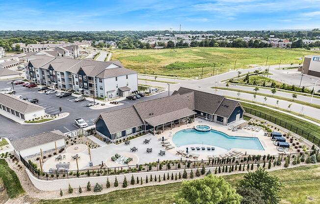 Aerial View Of Clubhouse & Pool