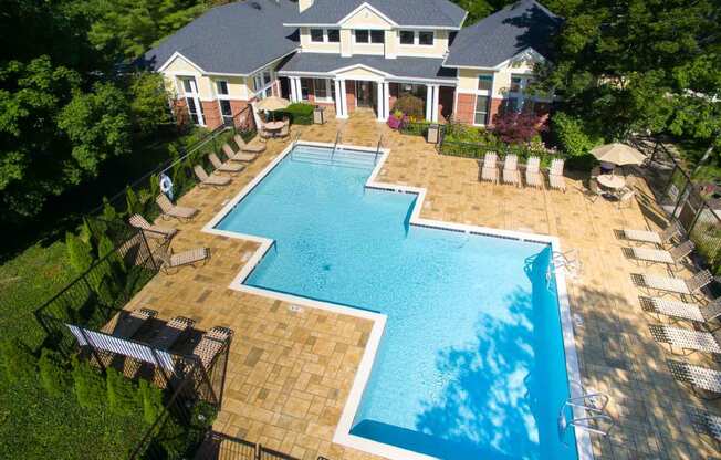 Aerial View Of Pool at Residence at White River, Indianapolis, IN