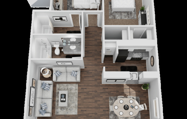 2 beds, 2 baths, 875 sqft, $1,309