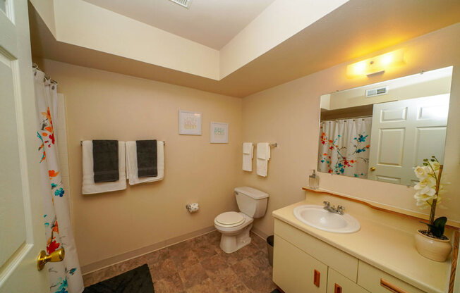 Bathroom with Shower/Bathtub Combination at Liberty Mills Apartments, Fort Wayne