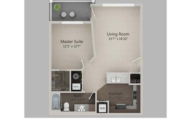 1 bed, 1 bath, $1,536
