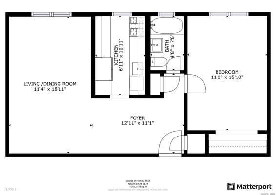 1 bed, 1 bath, 684 sqft, $2,300, Unit 3I