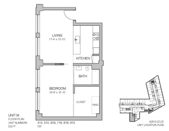 1 bed, 1 bath, 737 sqft, $1,135