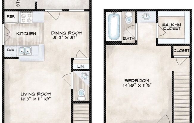 1 bed, 1.5 baths, 711 sqft, $939