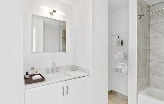 White interior bath at 65 Bay Street, Jersey City, New Jersey