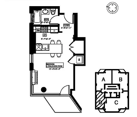 Studio, 1 bath, $2,850, Unit 6D