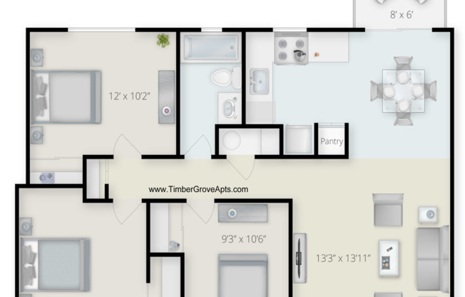 3 beds, 1 bath, 906 sqft, $1,799, Unit 14