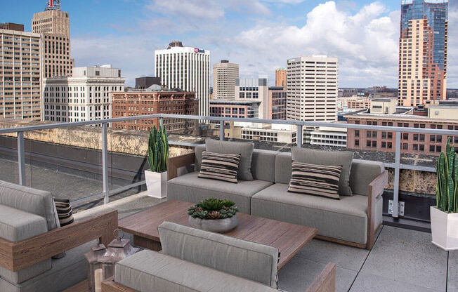 Rooftop patio at Custom House penthouse, St Paul, MN