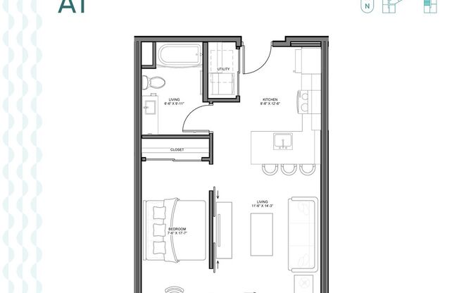 1 bed, 1 bath, 592 sqft, $1,425, Unit 318S