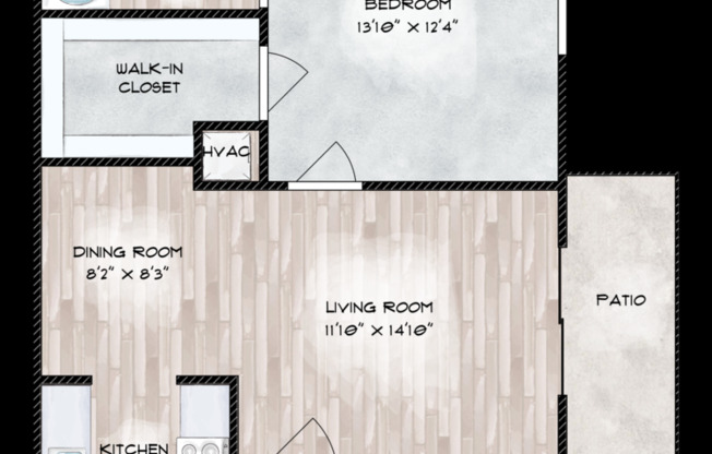 1 bed, 1 bath, 576 sqft, $855