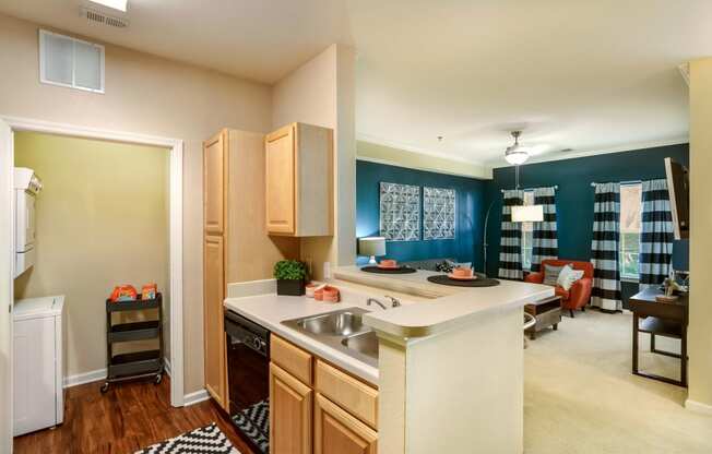 Furnished Kitchen and Living Room at Courthouse Square Apartments in Stafford, VA