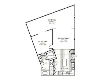 1 bed, 1 bath, 1,223 sqft, $1,381