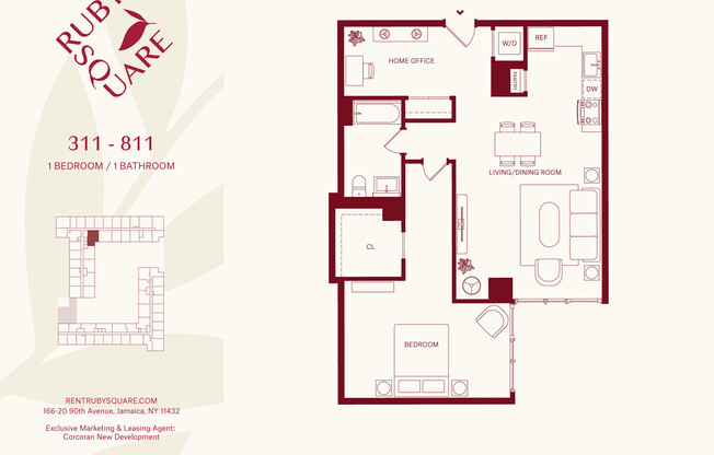 1 bed, 1 bath, $3,560, Unit 1711