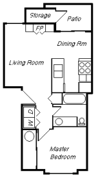  Floor Plan 1 Bed 1 Bath A