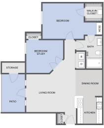 2 beds, 1 bath, 902 sqft, $1,381