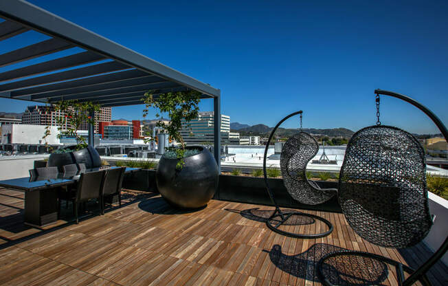 Skydeck Seating and Lounge Area, at Legendary Glendale Luxury Apartments, 300 N Central Ave, CA