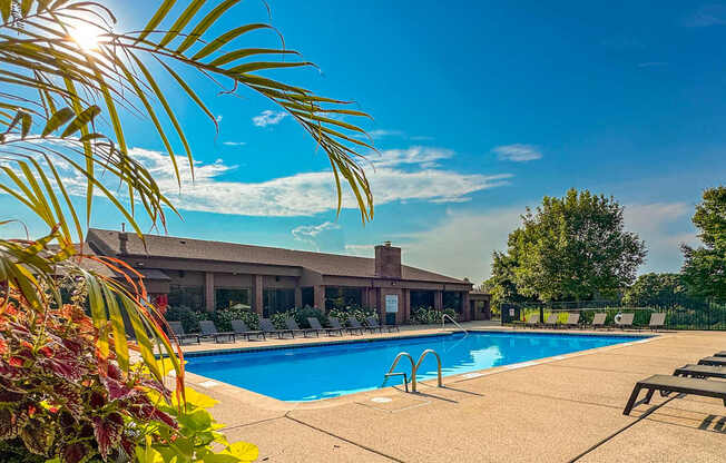 Heated swimming pool at Dover Hills Apartments in Kalamazoo
