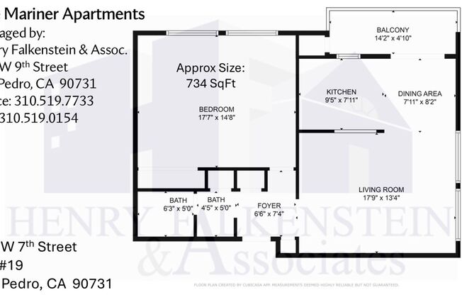 1 bed, 1 bath, 734 sqft, $2,100, Unit 19