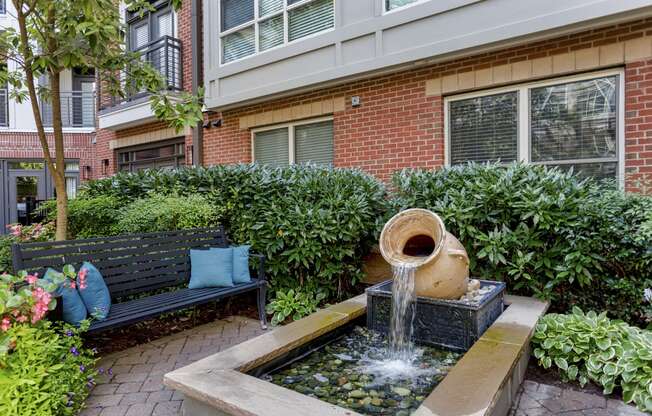 Courtyard Fire Table And Fountains at 712 Tucker, Raleigh, North Carolina
