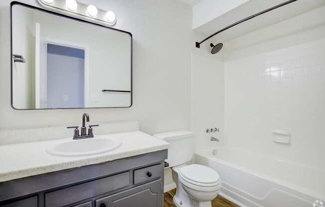 a bathroom with a sink toilet and a mirror